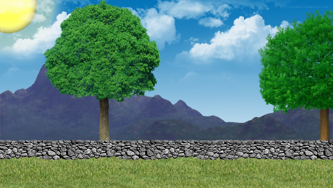 Landscape with trees and mountains