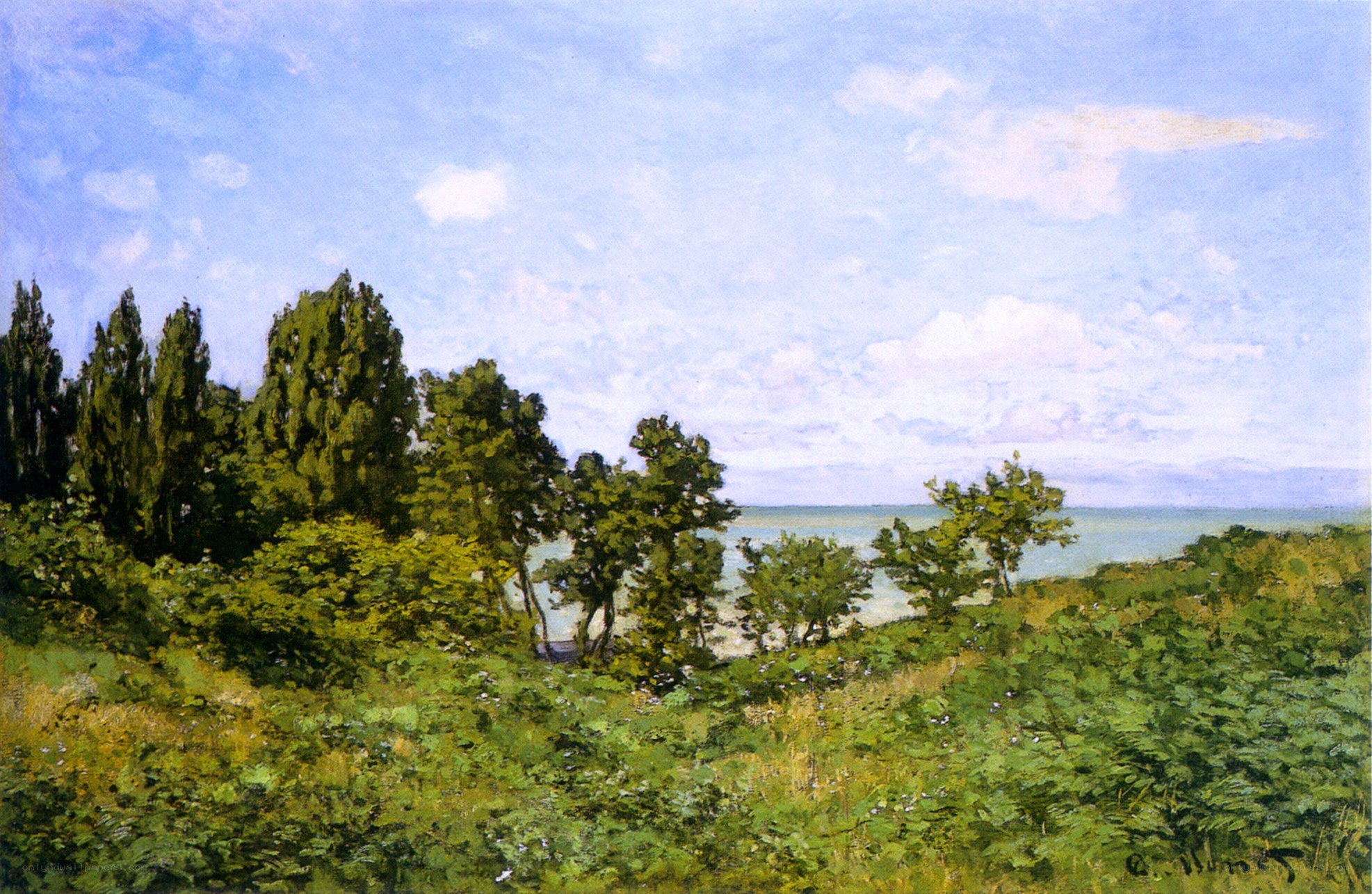 Landscape with trees and sea
