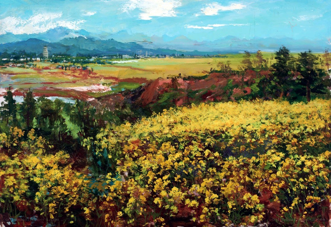 Landscape with Yellow Flowers