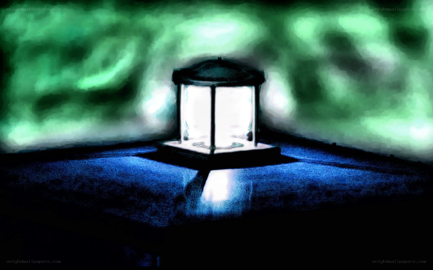 Lantern in green mist