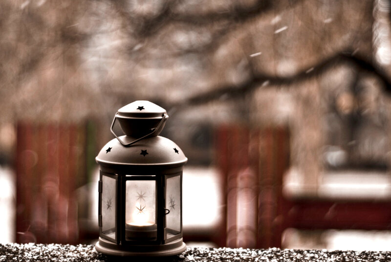 Lantern in Snow — Brown, Calm