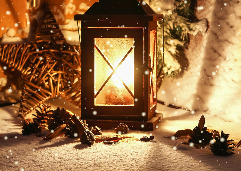 Lantern in Snow — Brown