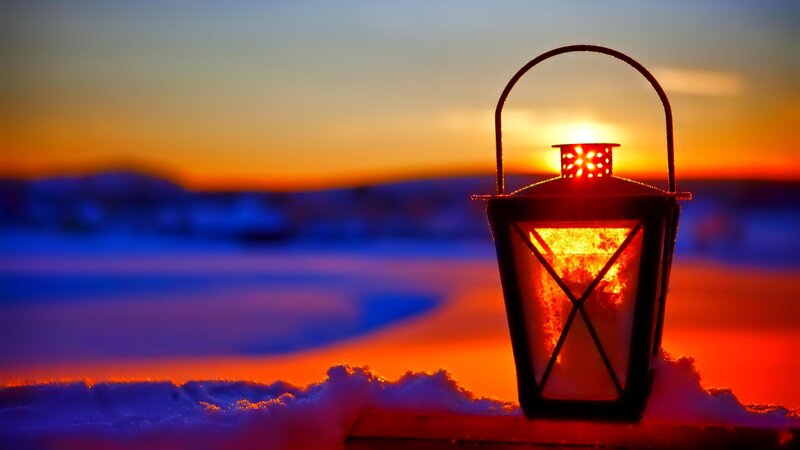 Lantern in Snow — Orange