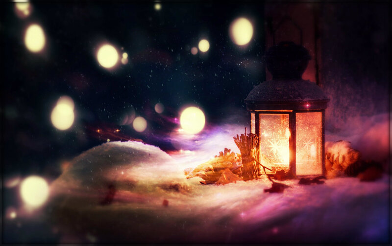 Lantern in Snow — Purple