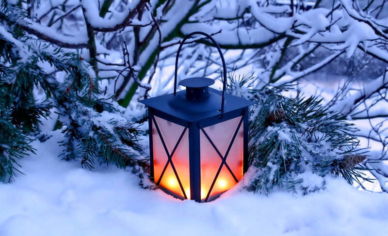 Lantern in Snow — White, Serene, Winter, Photograph