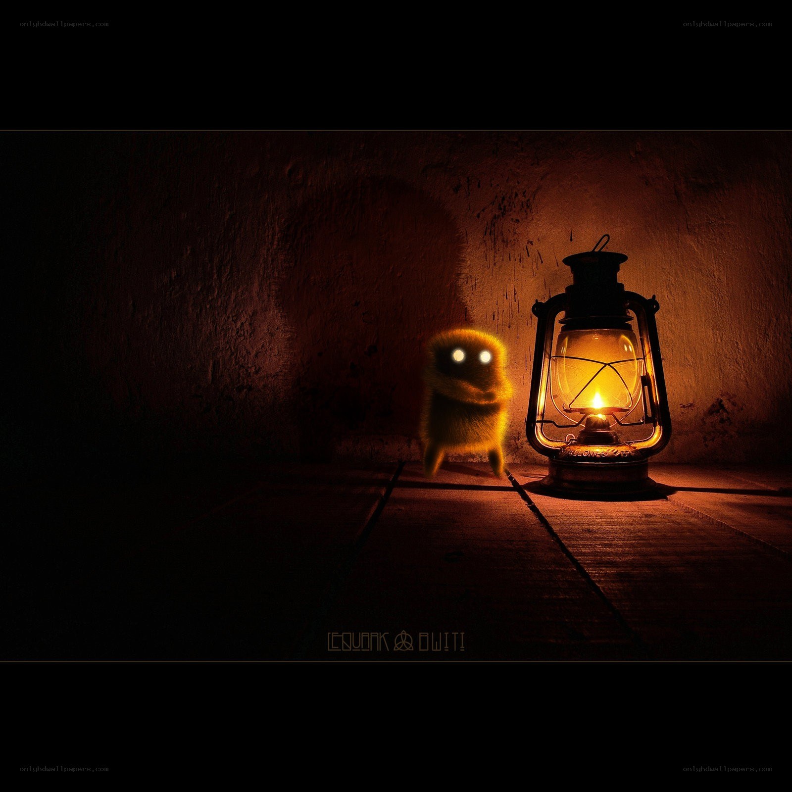 Lantern light in a dark room