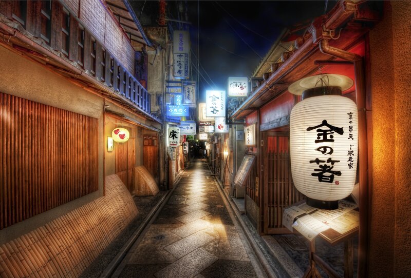 Lantern-lit Alley at Night