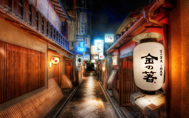 Lantern-lit Alleyway — White