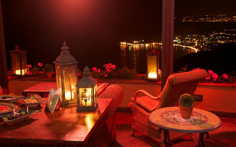 Lantern-lit Balcony View