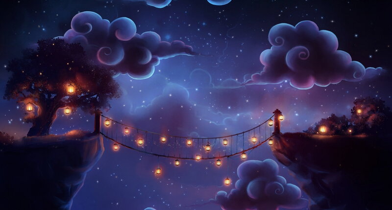 Lantern-lit Bridge at Night