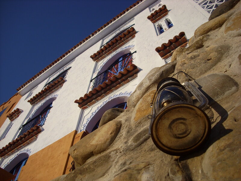 Lantern on a stone wall