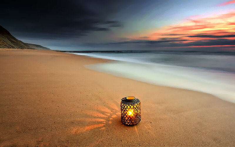 Lantern on Beach — Orange