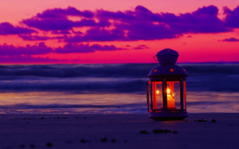 Lantern on Beach — Purple, Serene