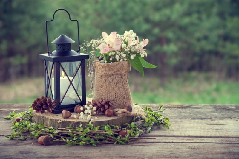 Lantern with Flowers — Brown
