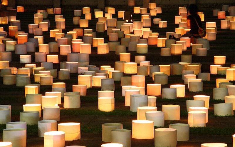 Lanterns at a memorial event