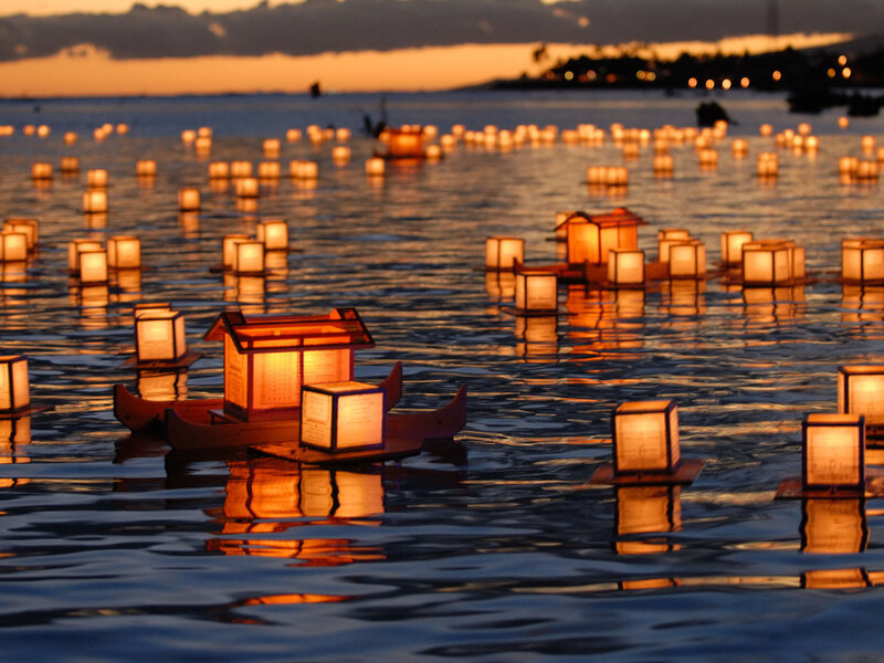 Lanterns Floating on Water