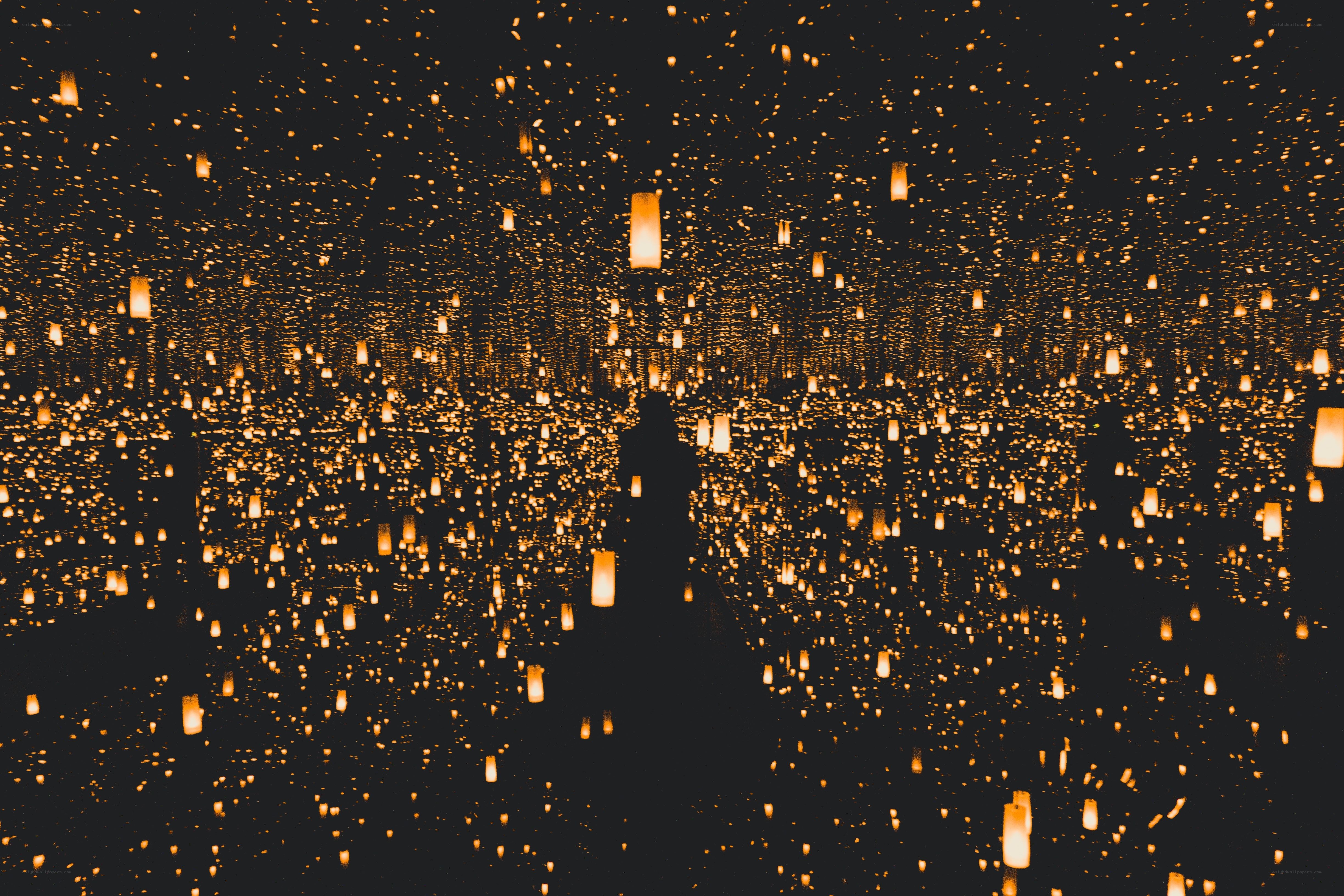 Lanterns in a dark room