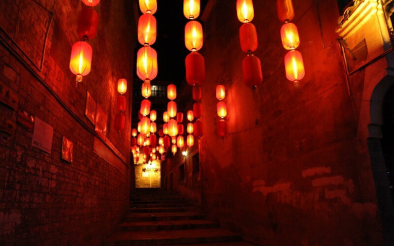Lanterns in Alleyway