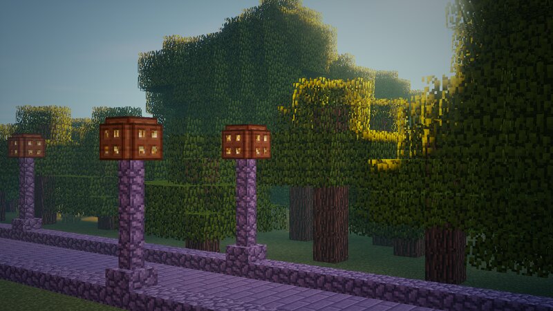 Lanterns on Purple Pillars