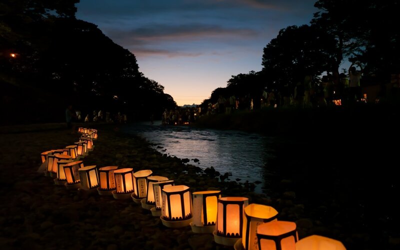 Lanterns on Riverbank