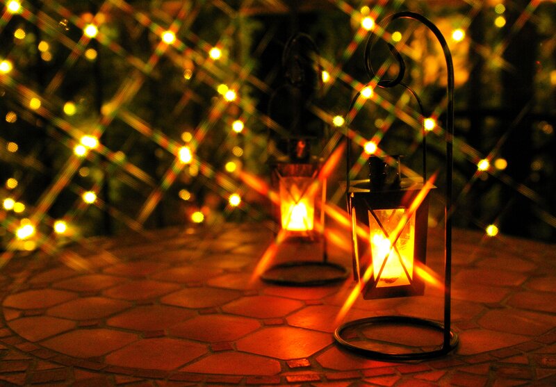 Lanterns on Tiled Floor