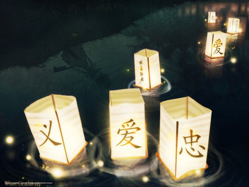 Lanterns with Chinese characters