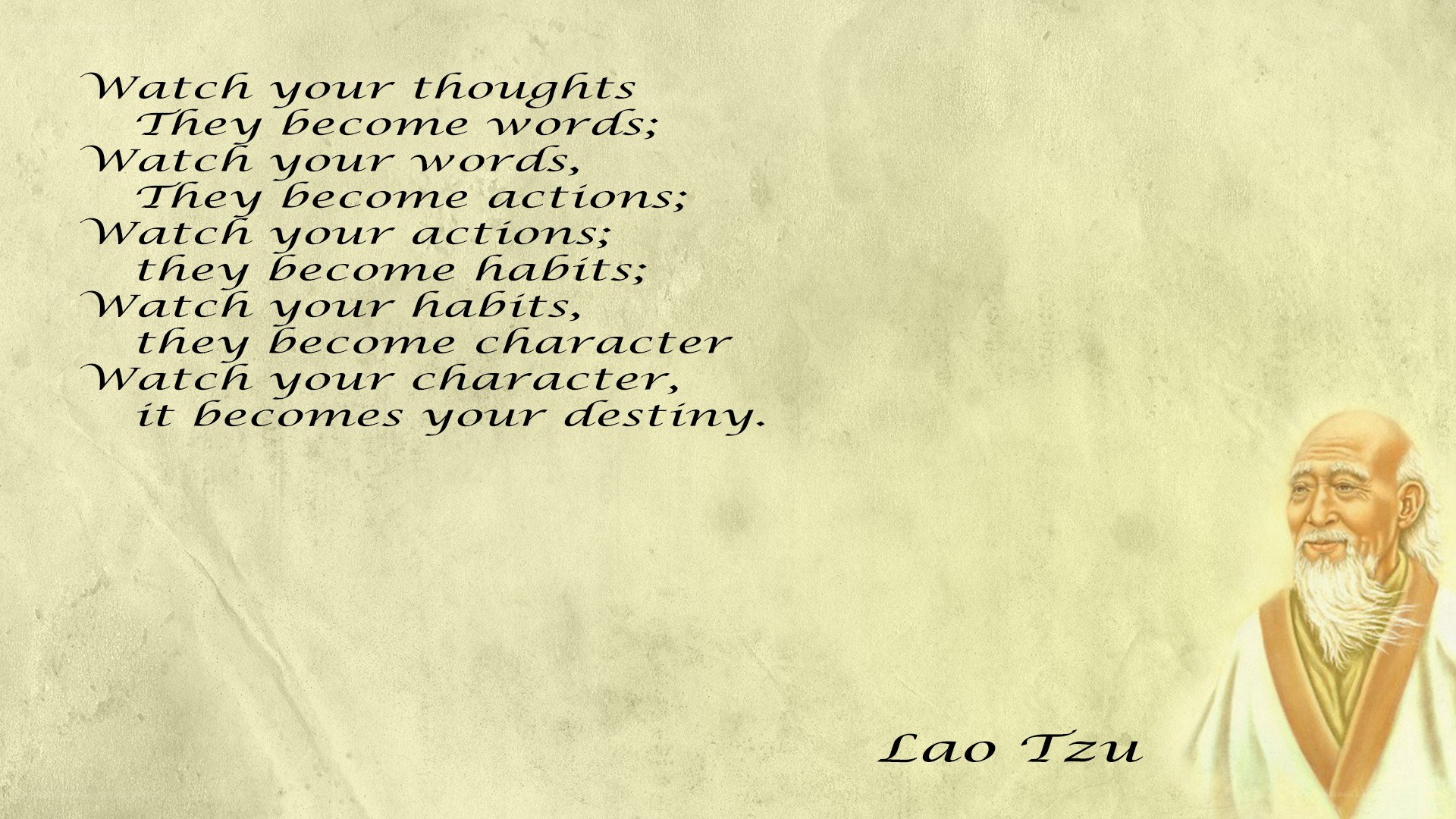 Lao Tzu quote on thoughts and destiny