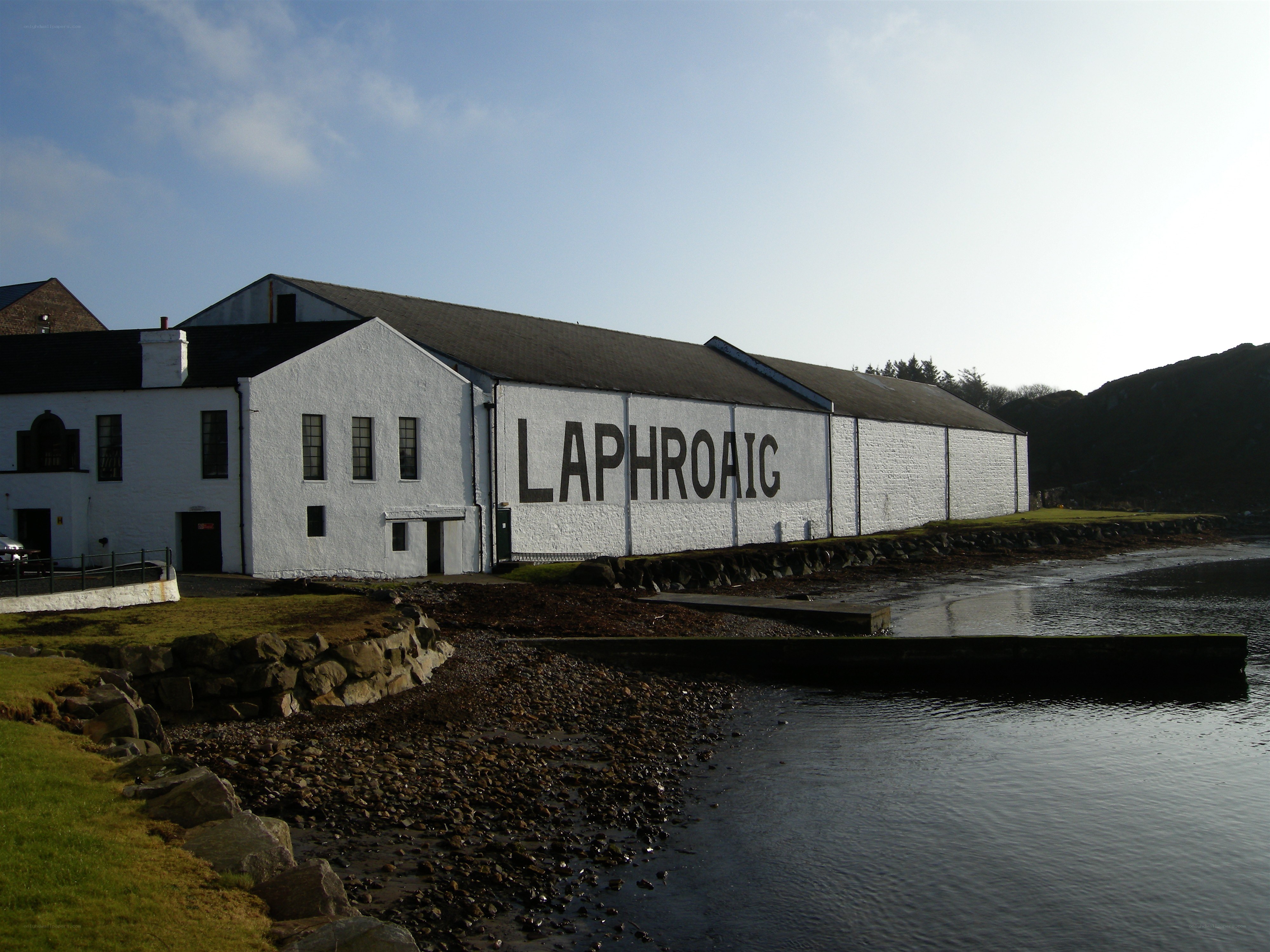 Laphroaig distillery by the water