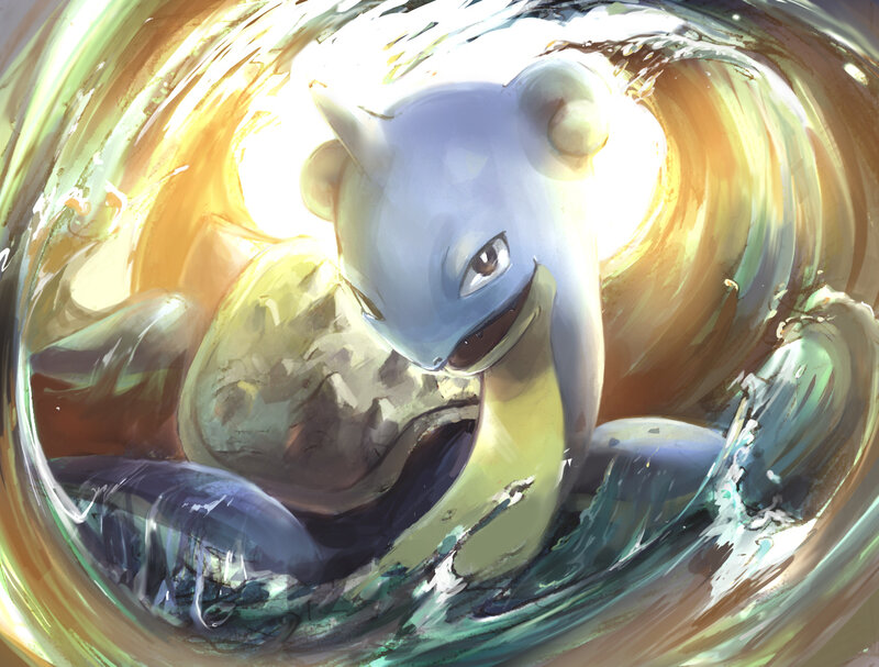 Lapras in a water vortex