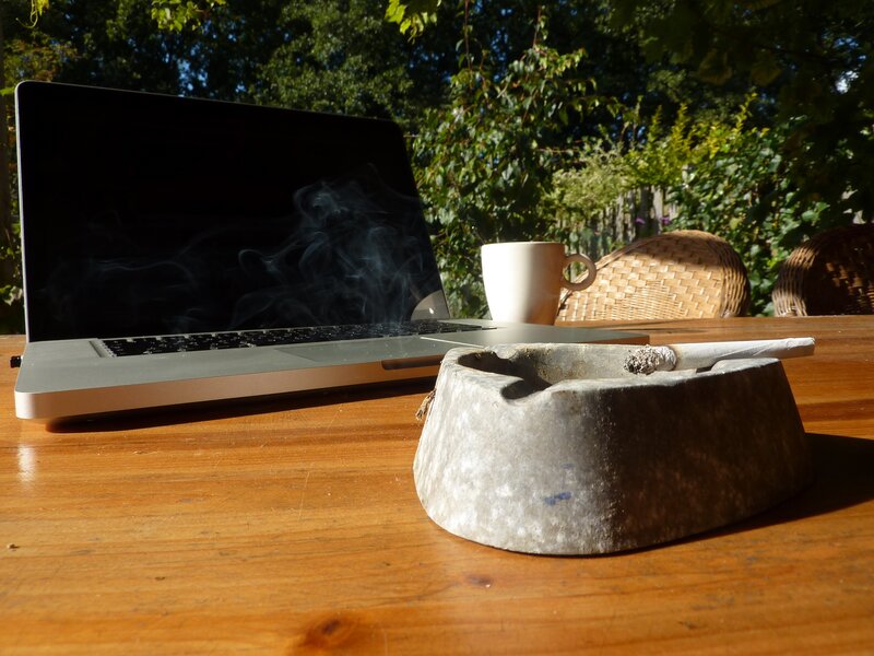 Laptop and Ashtray