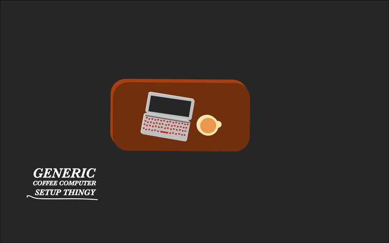 Laptop and Coffee Cup — Black