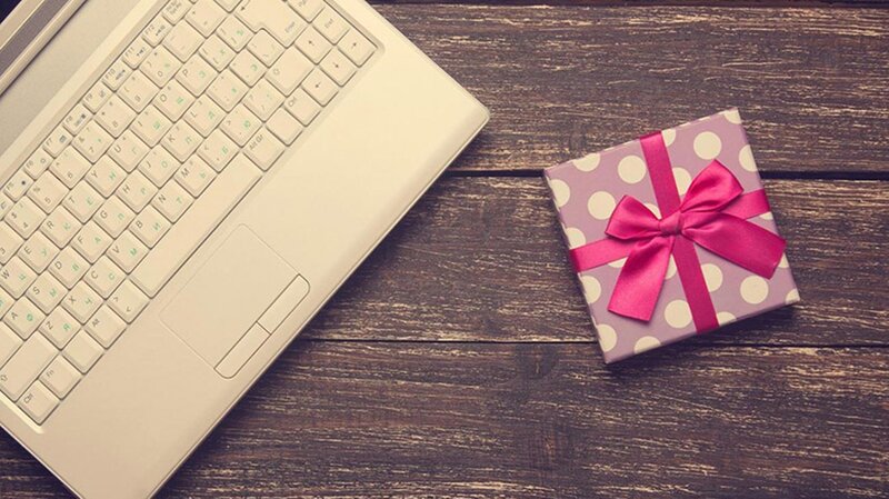 Laptop and Gift Box