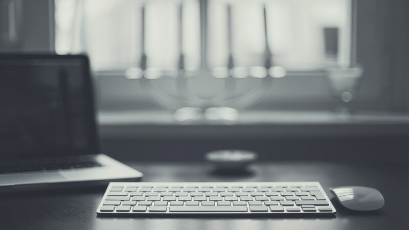 Laptop and Keyboard on Desk