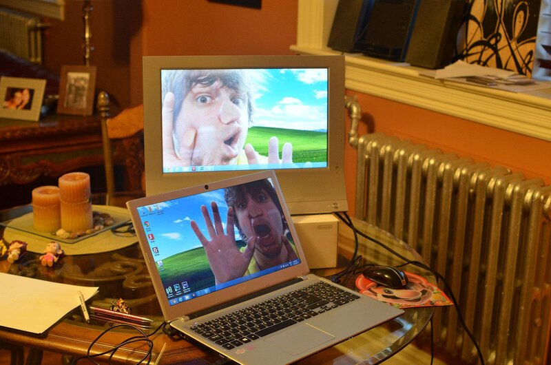 Laptop and Monitor on Table