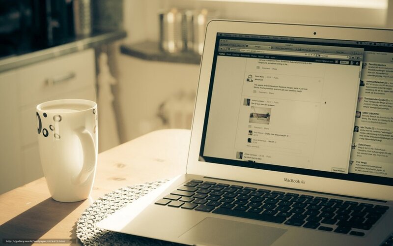 Laptop and Mug on Table — White