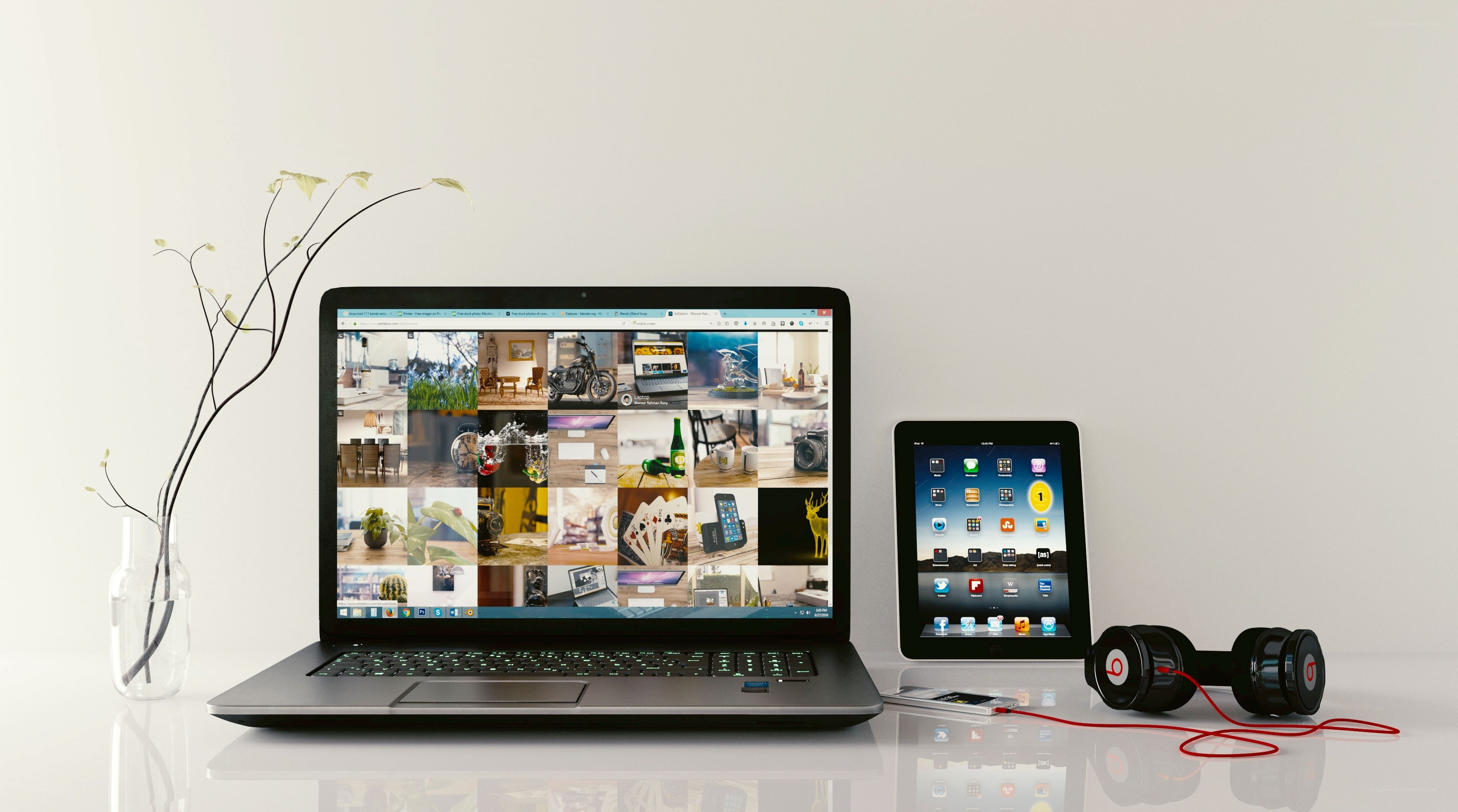 laptop and tablet on desk