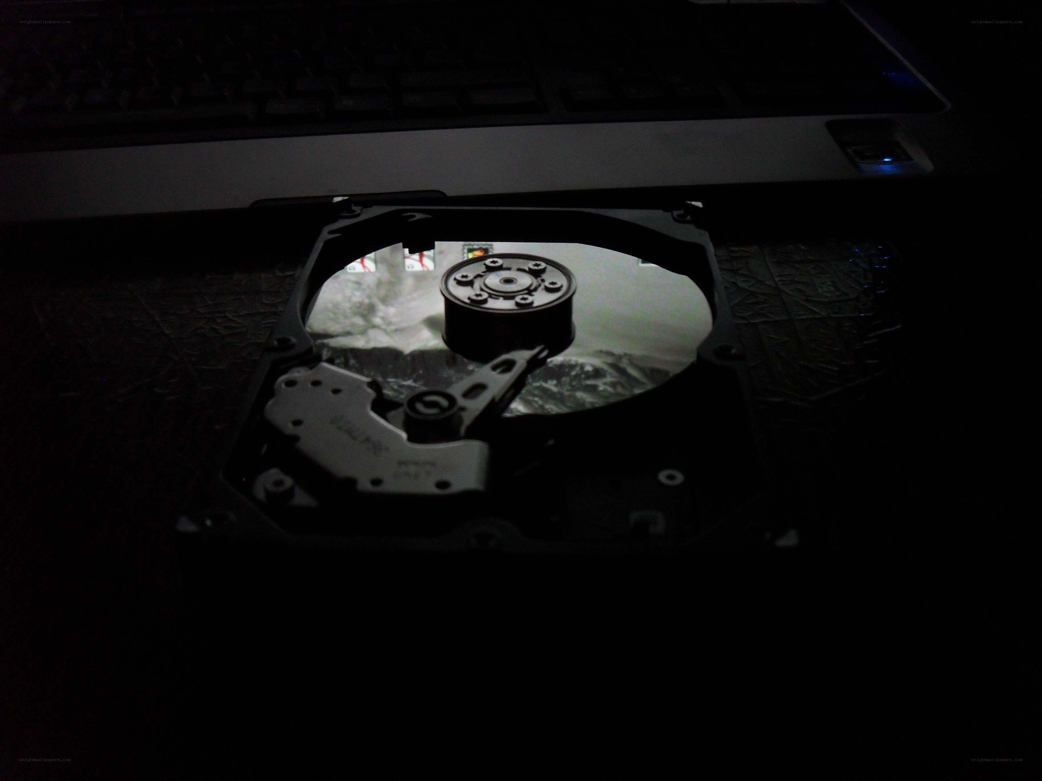 laptop hard drive exposed