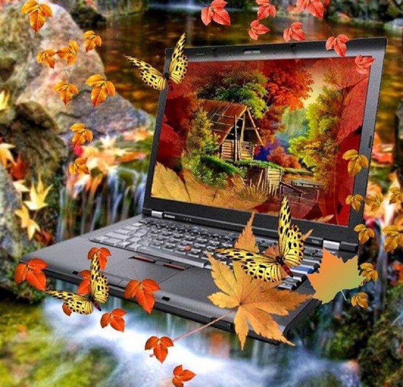 Laptop in Autumn Scene