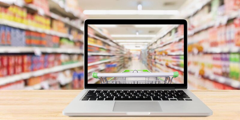Laptop in Grocery Store