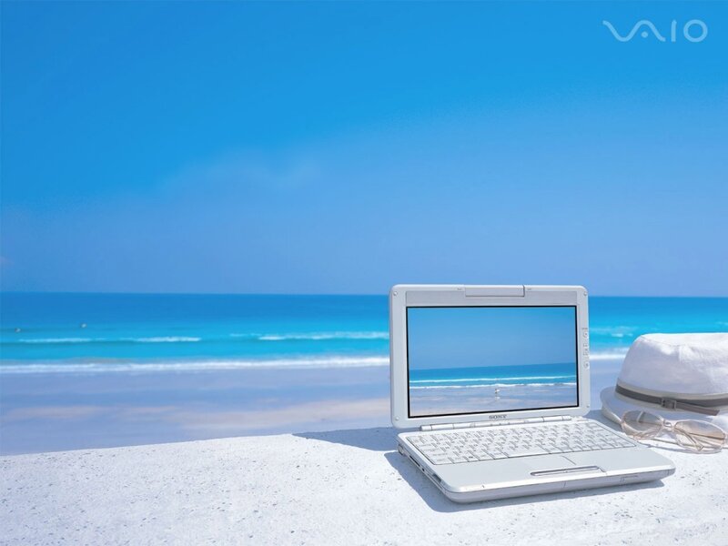 Laptop on a beach