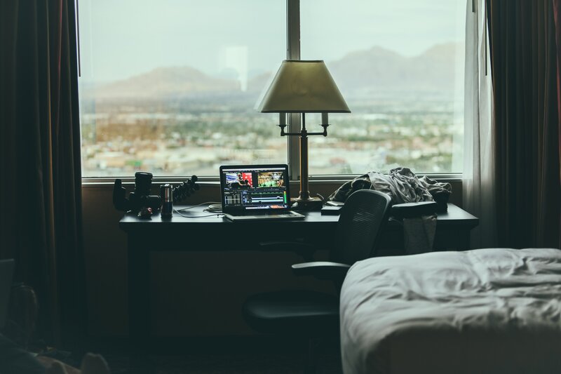 Laptop on Desk by Window