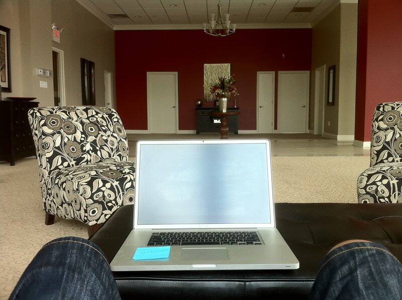 Laptop on Ottoman