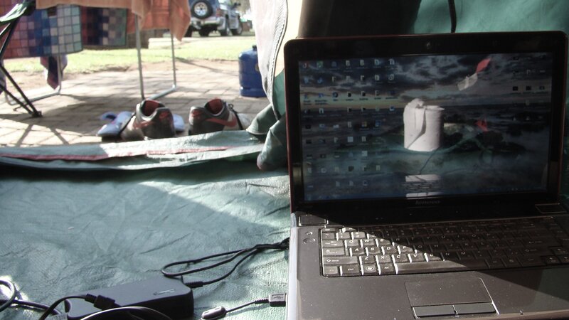 Laptop on Tarp