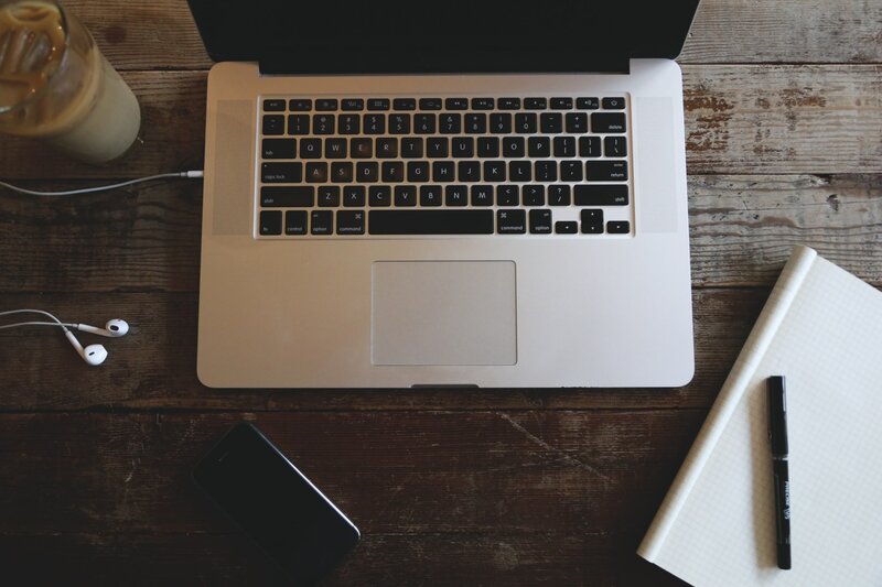 Laptop on Wooden Table — Brown, Calm, Photograph, Notebook