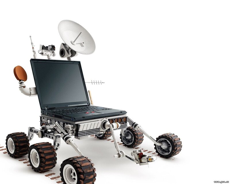 Laptop Rover Robot — White, Technological