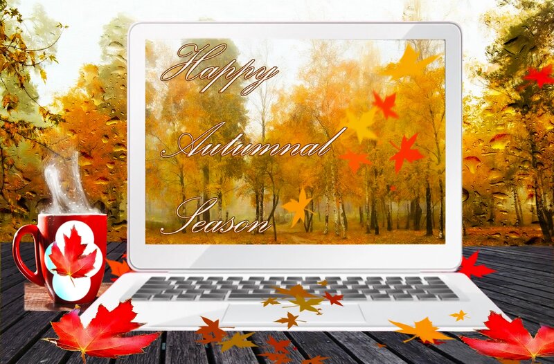 Laptop with Autumn Scene