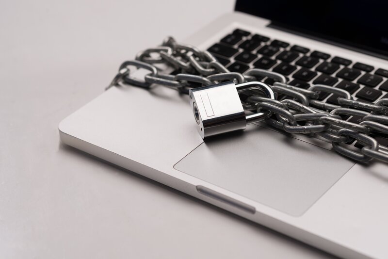 Laptop with Chain and Lock
