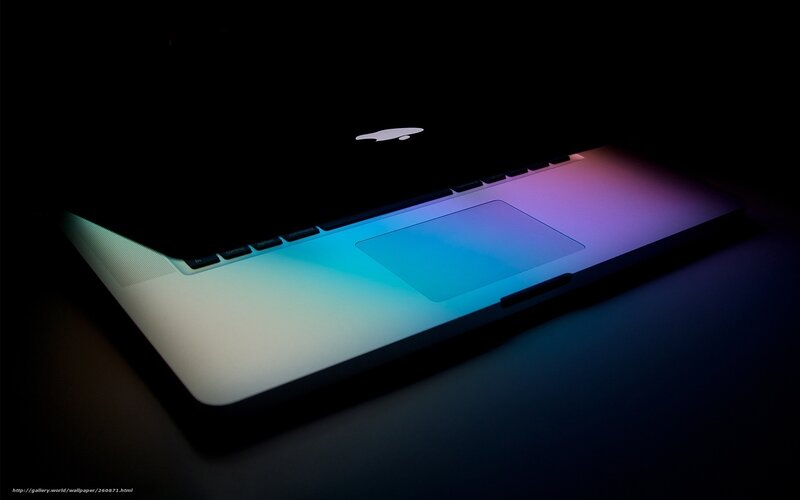 Laptop with Colorful Lighting — Blue, Dramatic, Night