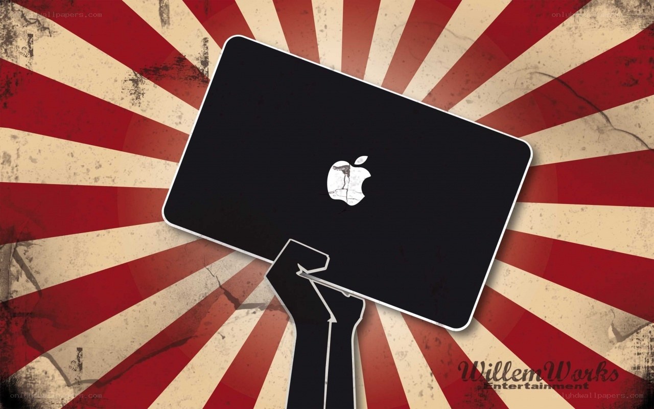 laptop with cracked apple logo