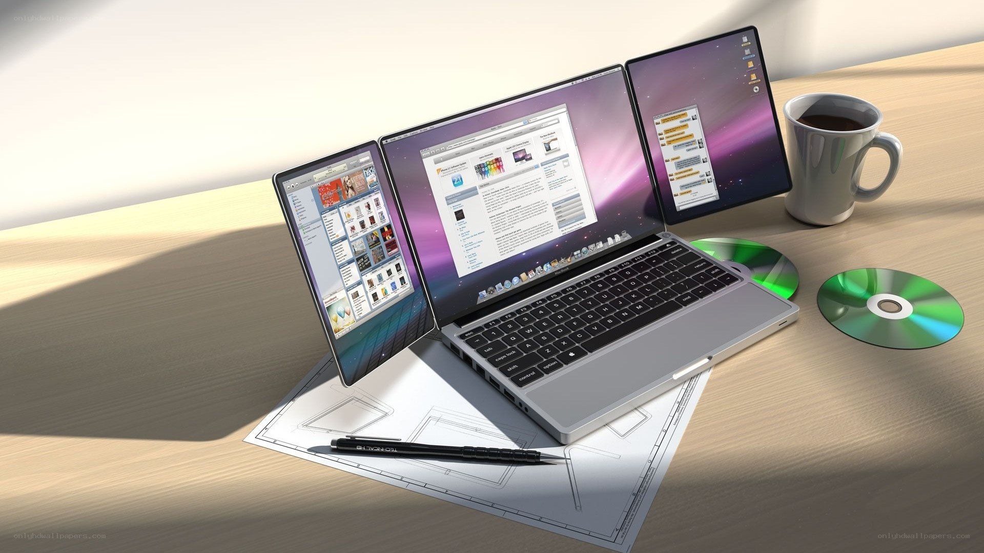 laptop with dual monitors